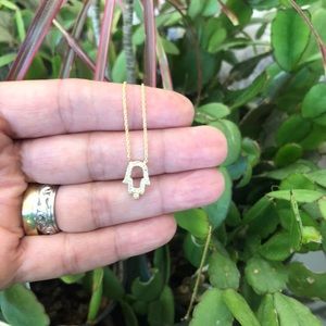 KHAMSA Gold Sterling Silver Adjustable Necklace